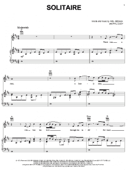 page one of Solitaire (Piano, Vocal & Guitar Chords (Right-Hand Melody))