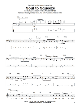 page one of Soul To Squeeze (Bass Guitar Tab)