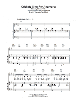 page one of Crickets Sing For Anamaria (Piano, Vocal & Guitar Chords)