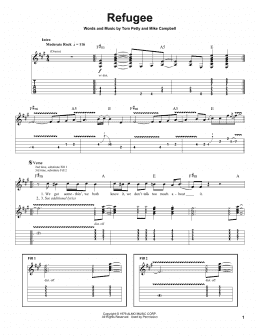 page one of Refugee (Guitar Tab (Single Guitar))