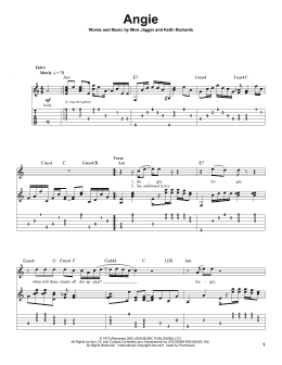 page one of Angie (Guitar Tab (Single Guitar))