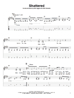page one of Shattered (Guitar Tab (Single Guitar))