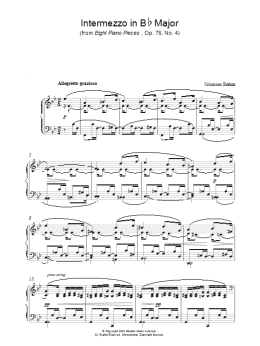 page one of Intermezzo in Bb Major (from Eight Piano Pieces, Op. 76, No. 4) (Piano Solo)