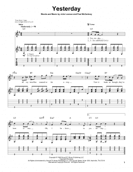 page one of Yesterday (Guitar Tab (Single Guitar))