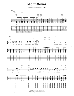 page one of Night Moves (Guitar Tab (Single Guitar))