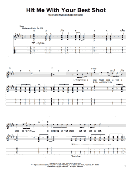 page one of Hit Me With Your Best Shot (Guitar Tab (Single Guitar))