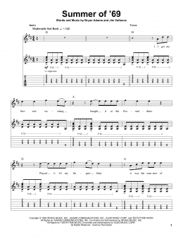page one of Summer Of '69 (Guitar Tab (Single Guitar))