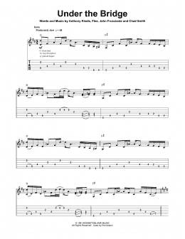 page one of Under The Bridge (Guitar Tab (Single Guitar))