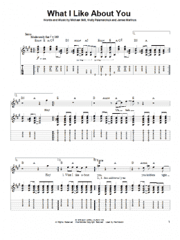 page one of What I Like About You (Guitar Tab (Single Guitar))