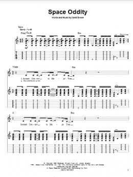 page one of Space Oddity (Guitar Tab (Single Guitar))