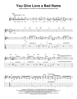 page one of You Give Love A Bad Name (Guitar Tab (Single Guitar))