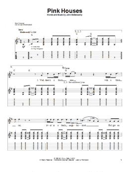 page one of Pink Houses (Guitar Tab (Single Guitar))