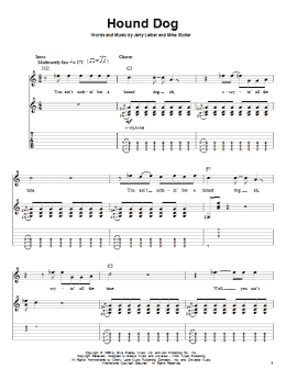 page one of Hound Dog (Guitar Tab (Single Guitar))