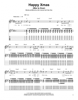 page one of Happy Xmas (War Is Over) (Guitar Tab (Single Guitar))