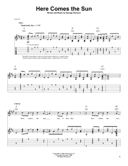 page one of Here Comes The Sun (Guitar Tab (Single Guitar))