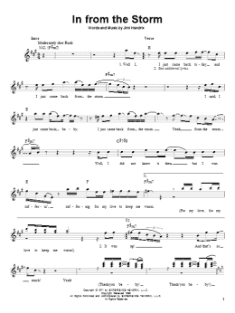 page one of In From The Storm (Easy Guitar)