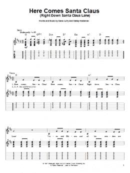 page one of Here Comes Santa Claus (Right Down Santa Claus Lane) (Guitar Tab (Single Guitar))