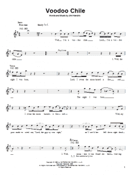 page one of Voodoo Chile (Easy Guitar)