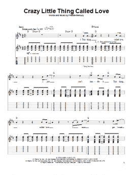 page one of Crazy Little Thing Called Love (Guitar Tab (Single Guitar))