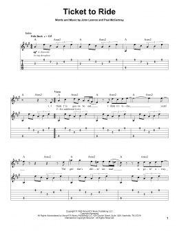 page one of Ticket To Ride (Guitar Tab (Single Guitar))
