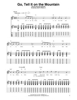 page one of Go, Tell It On The Mountain (Guitar Tab (Single Guitar))