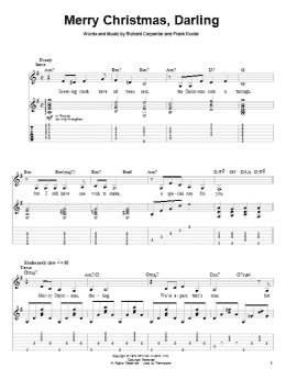 page one of Merry Christmas, Darling (Guitar Tab (Single Guitar))