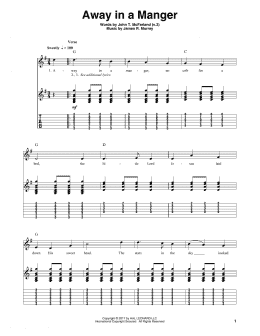 page one of Away In A Manger (Guitar Tab (Single Guitar))