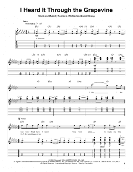 page one of I Heard It Through The Grapevine (Guitar Tab (Single Guitar))