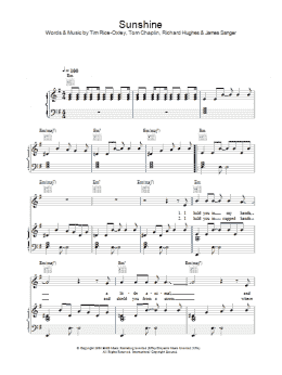 page one of Sunshine (Piano, Vocal & Guitar Chords)
