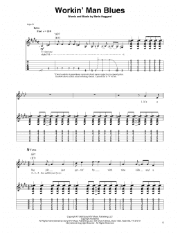 page one of Workin' Man Blues (Guitar Tab (Single Guitar))