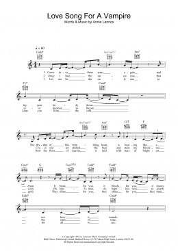 page one of Love Song For A Vampire (Lead Sheet / Fake Book)