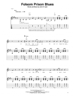 page one of Folsom Prison Blues (Guitar Tab (Single Guitar))