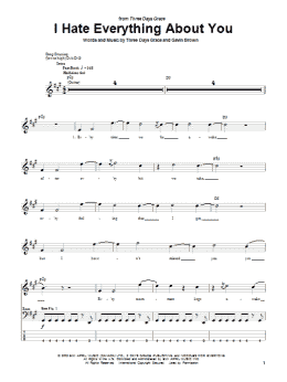 page one of I Hate Everything About You (Bass Guitar Tab)