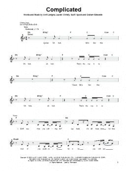 page one of Complicated (Bass Guitar Tab)