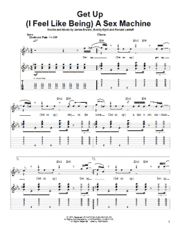 page one of Get Up (I Feel Like Being) A Sex Machine (Guitar Tab (Single Guitar))