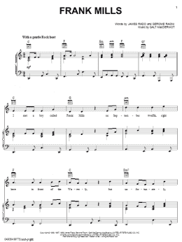page one of Frank Mills (Piano, Vocal & Guitar Chords (Right-Hand Melody))