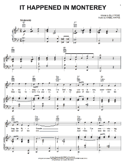 page one of It Happened In Monterey (Piano, Vocal & Guitar Chords (Right-Hand Melody))