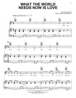 page one of What The World Needs Now Is Love (Piano, Vocal & Guitar Chords (Right-Hand Melody))