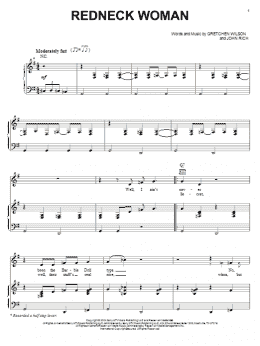 page one of Redneck Woman (Piano, Vocal & Guitar Chords (Right-Hand Melody))