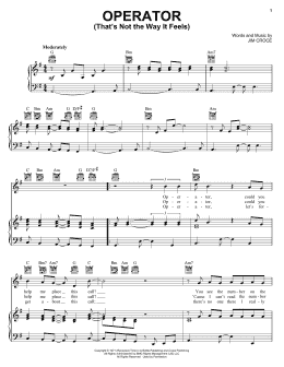 page one of Operator (That's Not The Way It Feels) (Piano, Vocal & Guitar Chords (Right-Hand Melody))