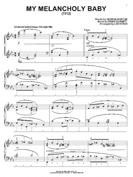 page one of My Melancholy Baby (Piano Solo)