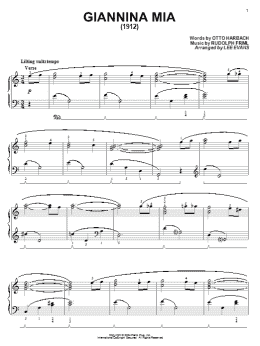 page one of Giannina Mia (Piano Solo)