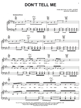 page one of Don't Tell Me (Piano, Vocal & Guitar Chords (Right-Hand Melody))