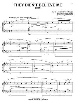 page one of They Didn't Believe Me (Piano Solo)