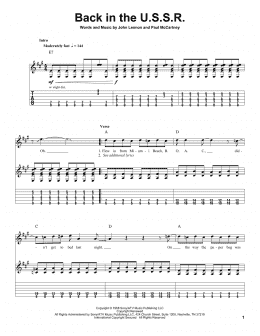 page one of Back In The U.S.S.R. (Guitar Tab (Single Guitar))