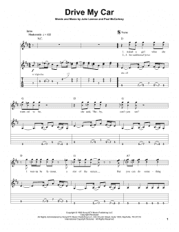 page one of Drive My Car (Guitar Tab (Single Guitar))
