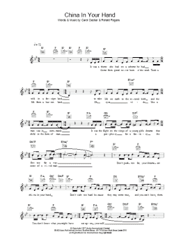 page one of China In Your Hand (Lead Sheet / Fake Book)
