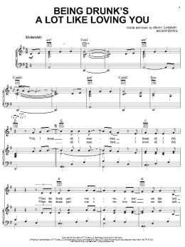 page one of Being Drunk's A Lot Like Loving You (Piano, Vocal & Guitar Chords (Right-Hand Melody))