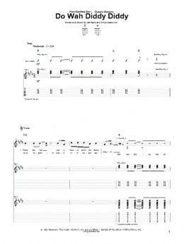 page one of Do Wah Diddy Diddy (Guitar Tab)