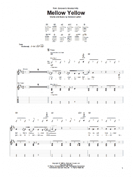 page one of Mellow Yellow (Guitar Tab)